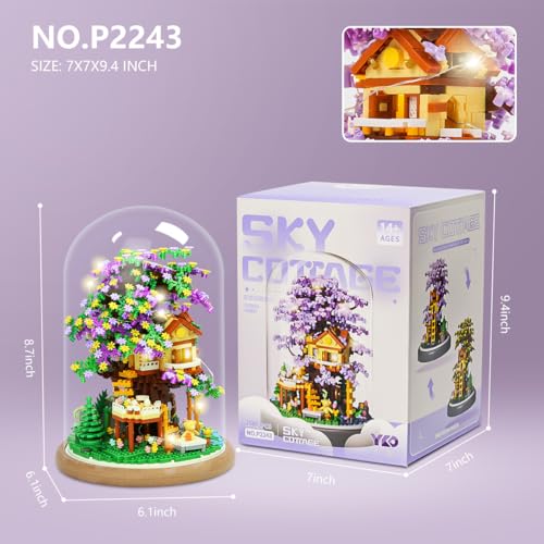 Cherry Blossom Tree House Miniature Building Blocks with Dust Cover