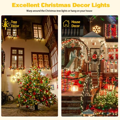 Solar String Lights Outdoor 2 Pack 200 LED 66FT Christmas Lights Warm White (2 Count)