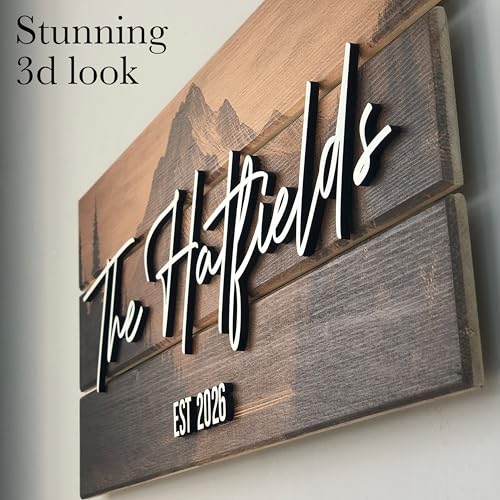 Custom Mountain Family Name Sign