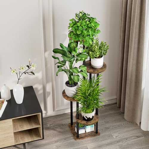 Plant Stand Indoor Tall Corner Tiered Shelf 5 Tier Metal MDF Board
