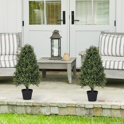 30" Artificial Boxwood Topiary Trees Faux Plants Outdoor Set of 2 (2 Count)
