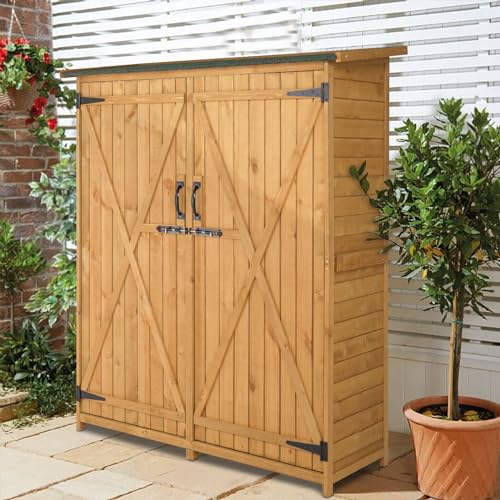 Outdoor Storage Cabinet with Waterproof Roof for Yard