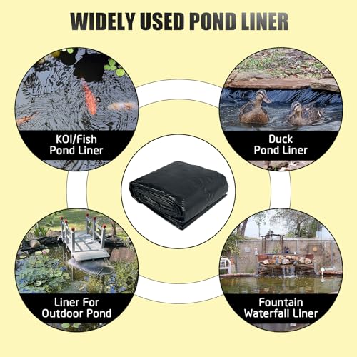 20X25FT Reinforced PE Pond Liner for Fish (20x25ft)