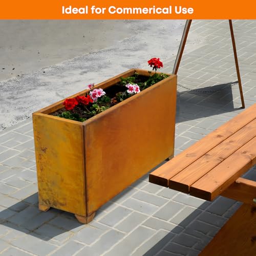 Corten Steel Planter Box for Outdoor Patio (32X10X16 Inch)