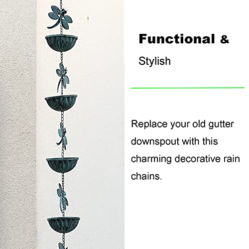 Iron Dragonfly & Cups Rain Chains