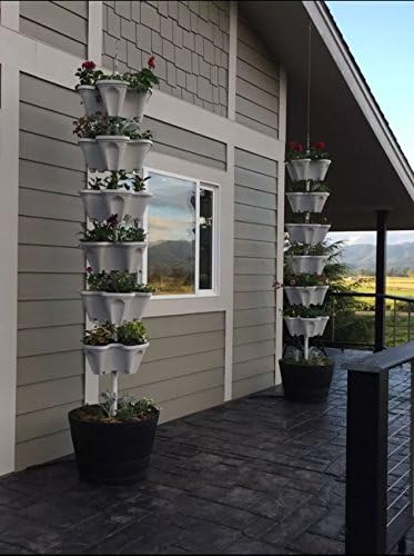 (6) DIY LARGE 18" Stackable Planters - Vertical Gardening Pots With Soil, Hydroton, Vermiculte, Perlite, or Coco Fiber - Perfect for Hydroponics and Aquaponics Too - Build Your Own Stacking Vertical Container Gardening System - For Growing Strawberries...