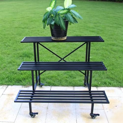 3 Tier Heavy Duty Metal Plant Stand with wheels easy assembly