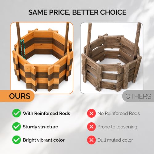 Wooden Wishing Well Outdoor Planters (Two-tone / 25" width)