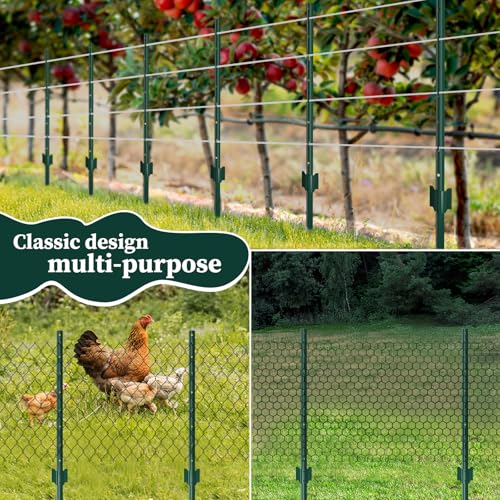 Metal Garden Fence Posts (6FT-10P / Green)