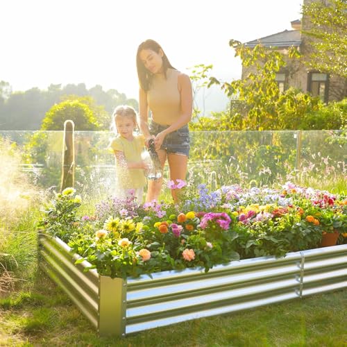 2 Pack 6×3×1ft Galvanized Metal Raised Garden Bed (2 Count)