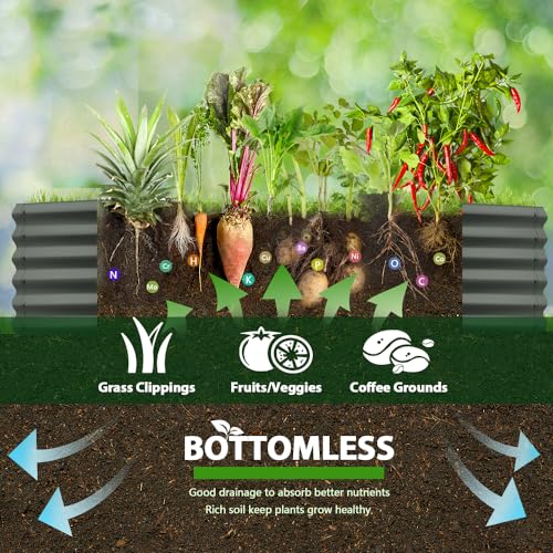 Anleolife 6x2x1.5ft Oval Galvanized Raised Garden Bed