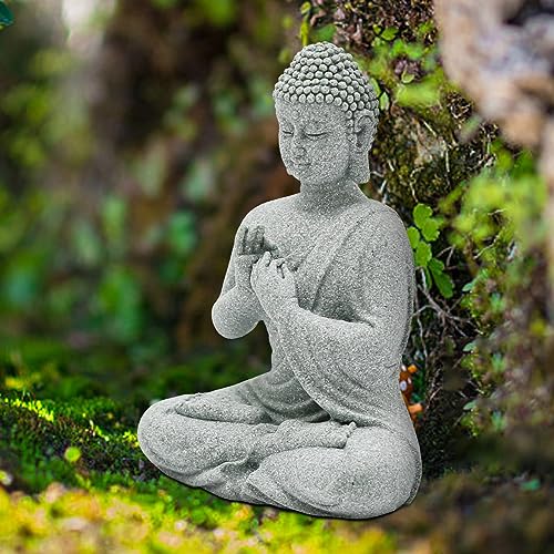 2Pcs Sandstone Buddha Statue Decorations for Asian Garden Underwater Landscaping Home Zen Decor (2 Count)