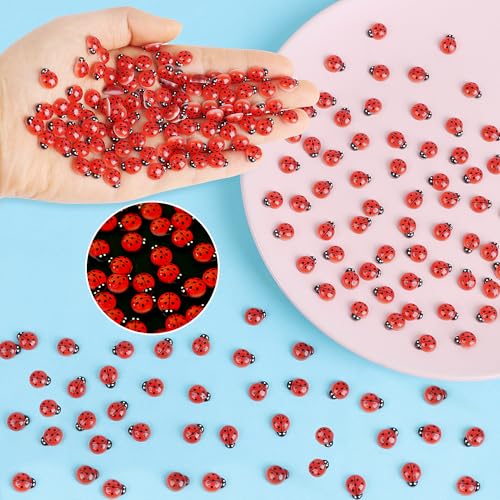 100PCS Mini Luminous Ladybug Miniature Figurines (50 Count)