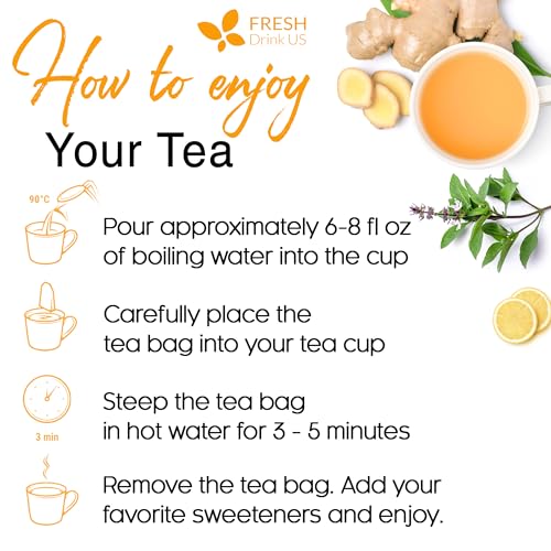 Premium 55 Tulsi Lemon Ginger Tea Bags (55 Tea Bags)