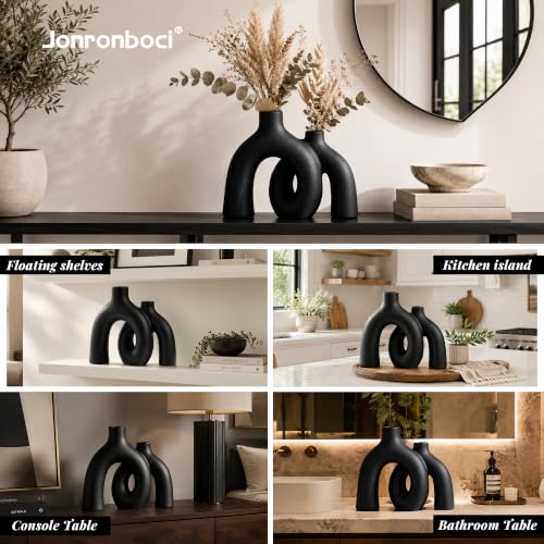 Hug Donut Decorative Ceramic Vase Set for Flower or Home Decor (2 Count)