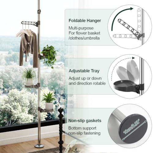 Indoor Plant Stand Pole Tension Rod Corner Flower Display Rack