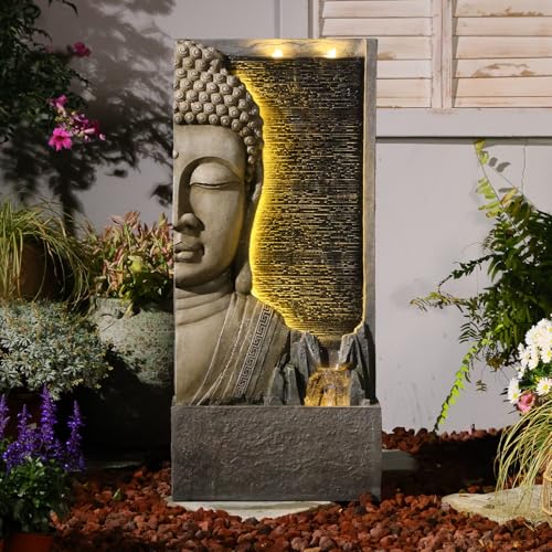 47.5" Buddha Water Fountain Outdoor with LED Lights