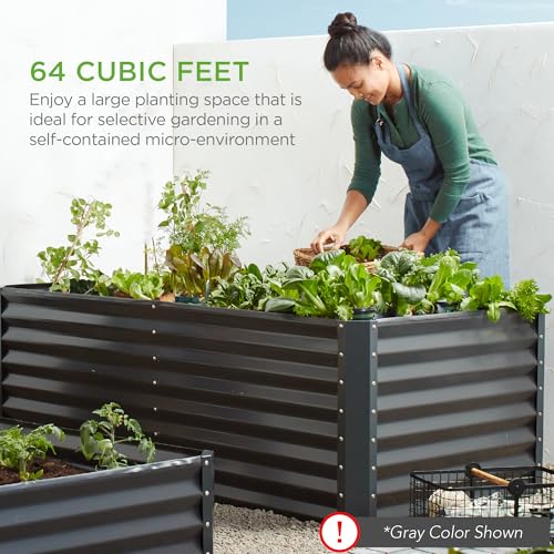 8x4x2ft Outdoor Metal Raised Garden Bed