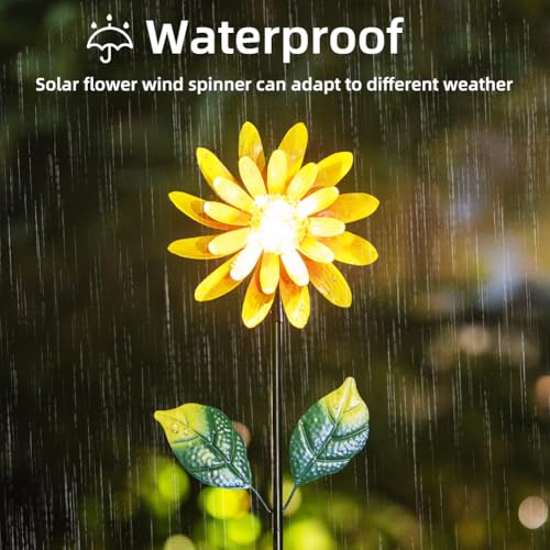 Solar Sunflower Wind Spinners Outdoor 2 Pack
