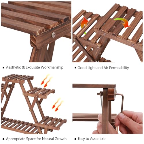 Wood Plant Stand Triangular Multi
