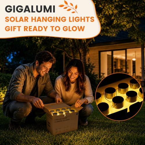 Solar Lights Outdoor Hanging Lantern Garden Decor for Outside 8 Pc (8 Count)