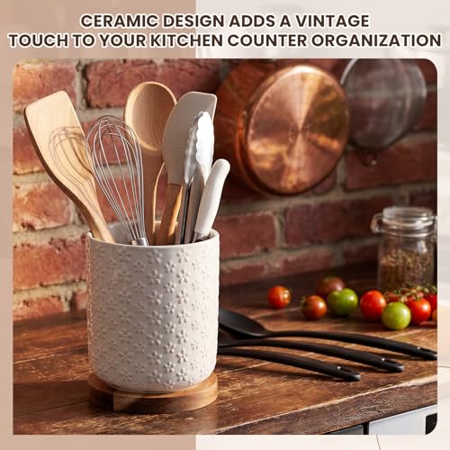 Utensil Holder for Counter (Flower Emboss / 7.2" x 6.3")