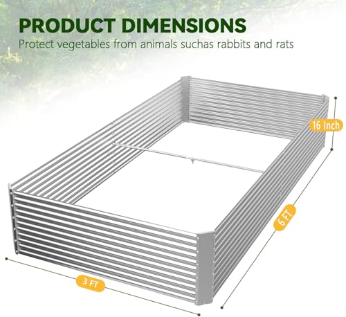 2 Pack Tall 6x3FT Raised Beds for Gardening (6x3FTx16Inch)