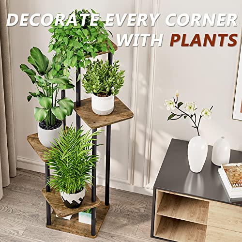 5 Tier Tall Plant Stand Indoor Corner Tiered Shelf Metal MDF Board