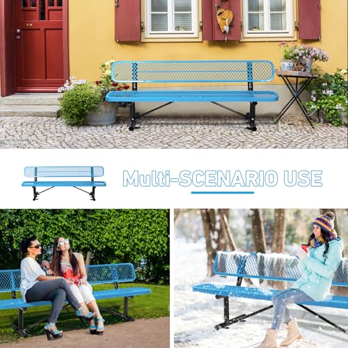 8Ft Outdoor Bench with Blue Portable Frame