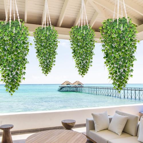 Artificial Hanging Ivy for Outdoors (Ivy / 4Pcs Plants)