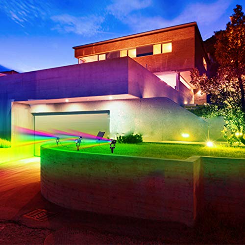 4-in-1 Color Changing Solar Spot Lights Outdoor,RGB Solar Spotlights