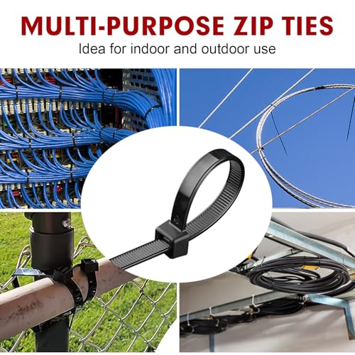 Zip Ties RAZCC 1200pcs Black Cable Zip Ties 12 Inch