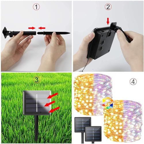 Solar Christmas String Lights Outdoor 2Pack 200LED (2 Count)