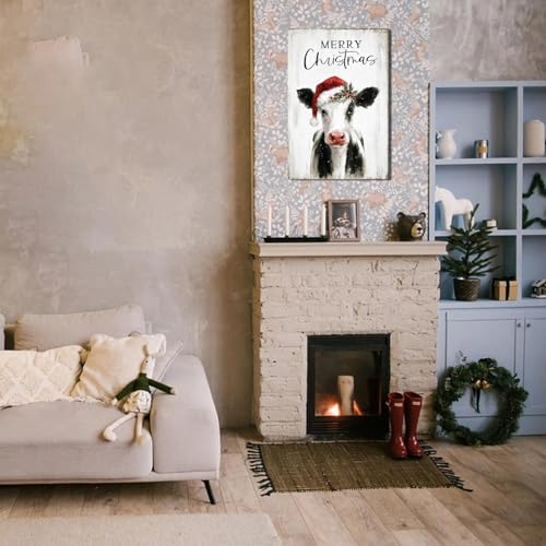Christmas Cow Canvas Wall Art