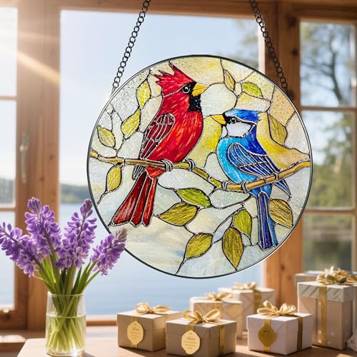 8″ Cardinal & Blue Jay Suncatcher (Cardinal&jay)