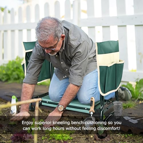 Upgraded Garden Kneeler and Seat with Thicken & Widen Soft Kneeling Pad