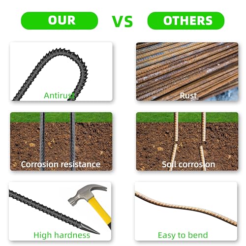 10 Pieces 16 Inch Garden Ground Stakes Galvanized Steel J Shape Hook Rebar Stake (10 Count)