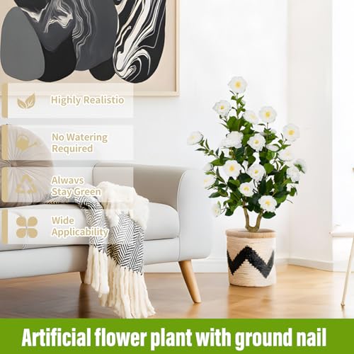 35.5" Artificial White Camellia Tree 2 (2 Count)