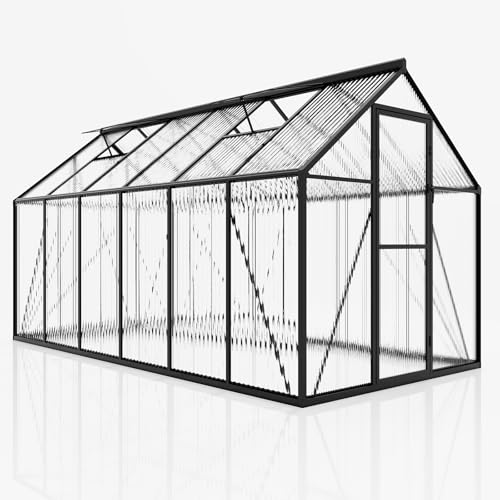 6x12 FT Walk in Polycarbonate Greenhouse with 2 Top Windows