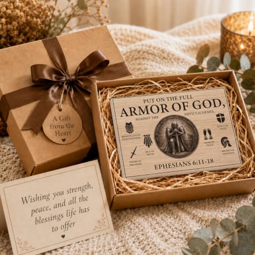 Armor of God Wooden Plaque Home Office Book Shelf Table Decor 5.5x7.9Inch (Multicolor 1755 / Wooden sign with iron frame(5.5 x 7.9 inches))