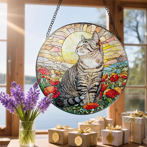 Stained Glass Window Hanging (Cat)