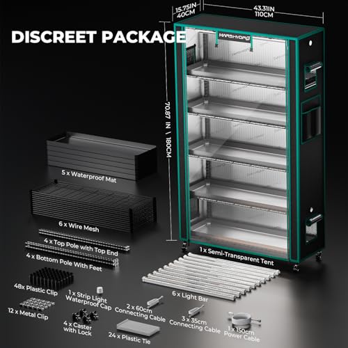 6 Tier Indoor Garden System with 225W Full Spectrum LED Lights