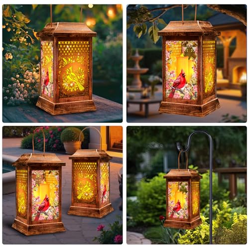 2 Pack Cardinal Solar Lanterns Outdoor Waterproof (Cardinal / 11.6*8.2inch)