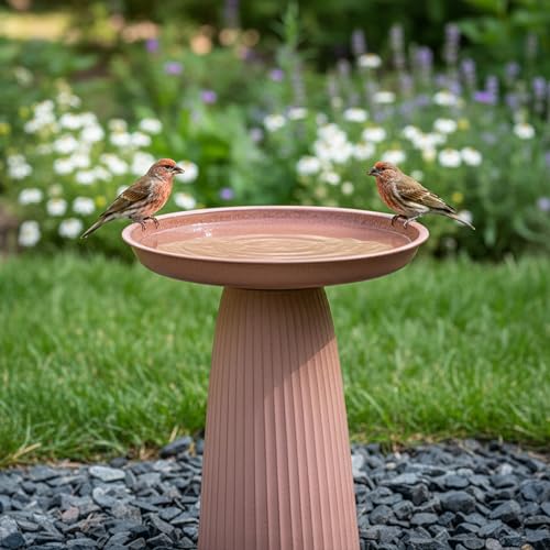 Sunnydaze Gleeful Garden 23" Tall Metal Modern Bird Bath for Outside