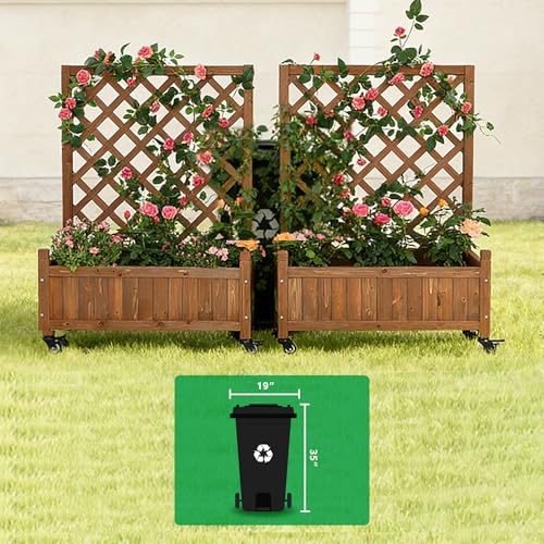 2 Trellis Raised Garden Bed with Wheels (Dark Brown / H38 × W28 x D13 in)