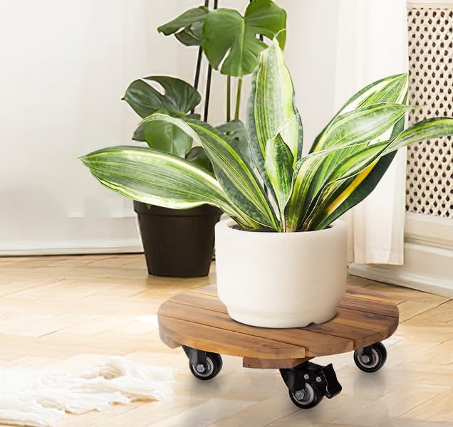 16inches Capacity 500lbs Wood Plant Caddy With Wheels Heavy Duty