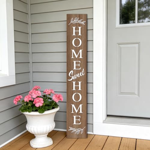 Farmhouse Wooden Welcome Sign Stand for Front Door (Natural Board / 7.8" x 47.2" / Basic Design-Single Side)