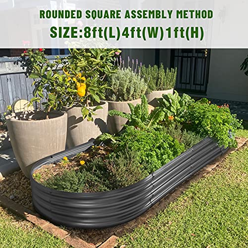 8×4×1 ft Galvanized Raised Garden Bed Kit