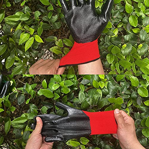 Nitrile Coated Work Gloves for Men & Women (12 Count)
