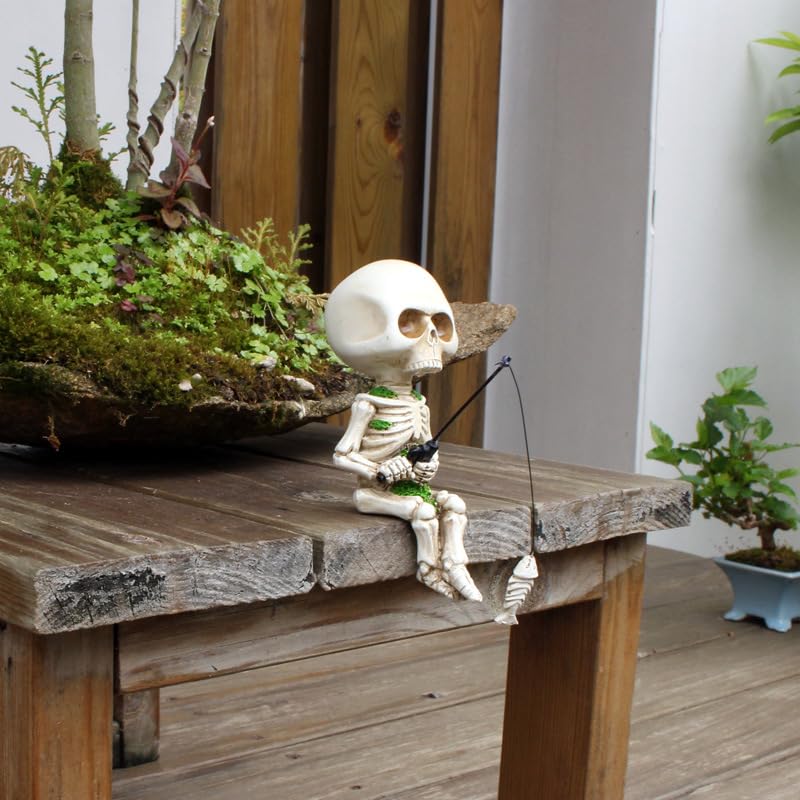 Fishing Skeleton Statue Halloween Decor